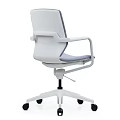 Grey Office Chair With White Armrests And Adjustable Swivel Base On Wheels