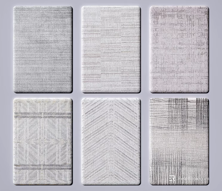 Square Rugs In Modern Style With Diverse Textures And Neutral Gray Patterns 3d model