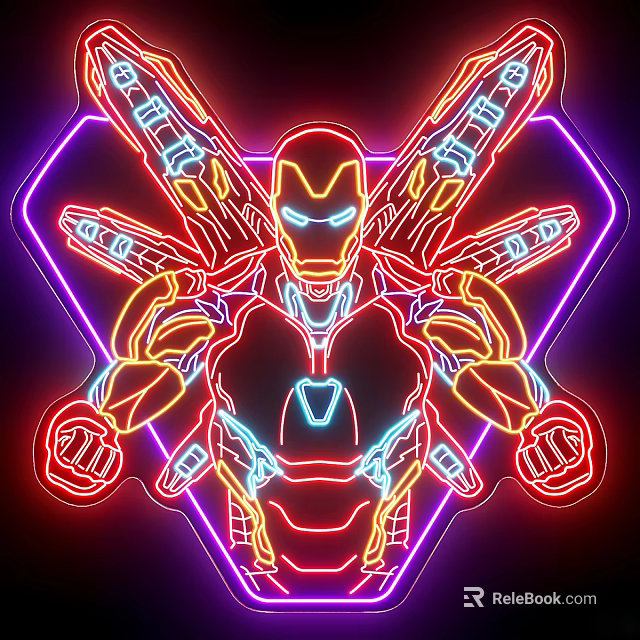 Outdoor Lights With Neon Glow And Iron Man Inspired Modern Tech Design Elements 3d model 