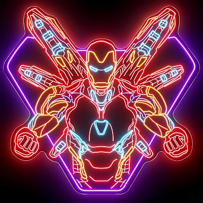 Outdoor Lights With Neon Glow And Iron Man Inspired Modern Tech Design Elements 3d model