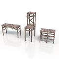 Natural Rustic Wooden Furniture Set With Branch Structure Seating And Tables