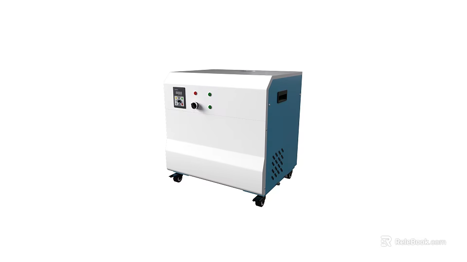 Medical Equipment With White And Blue Exterior Control Panel Buttons And Wheels For Clinical Use 3d model 