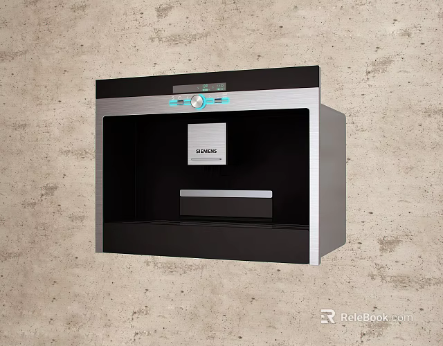 Siemens Built in Kitchen Microwave With Black Silver Design Control Panel And Digital 3d model 
