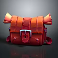 Stylish Red Daily Use Bag With Metal Buckle And Rolled Edges Design