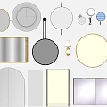 Different Decorative Mirrors with Various Shapes and Frame Styles for Home 3d model