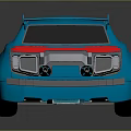 Shiny Blue 3D Model Sports Car With Sleek Design And Rear Spoiler