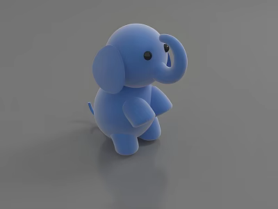 Soft Blue Elephant Plush Toy With Adorable Design And Cuddly Texture 3d model