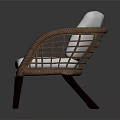 Modern Design Wicker Leisure Chair With White Cushion And Dark Wooden Legs