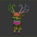 Cute Cartoon Style Orange Deer Plush Toy With Curled Antlers And Red Eyes