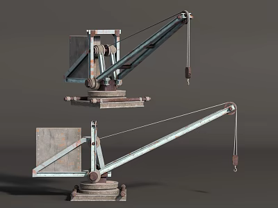 Industrial Heavy Duty Lifting Cranes With Metal Boom Hook And Stable Base 3d model