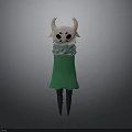 Cute Plush Doll With White Horns Green Dress And Black Legs