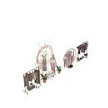 Golden Clothes Hangers Displaying Various Dresses Coats In Fashion Retail Setup With Plants Mirrors