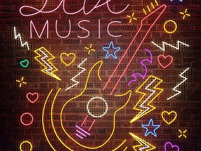 Neon Guitar Night Market Decorative Lights model