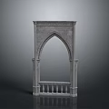 Gothic Stone Archway With Carved Details Decorative Columns And Balustrade