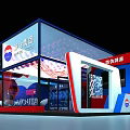 Moutai Group Exhibition Booth Modern Design Red Blue White Glass Curtain Wall Brand Logo