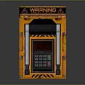 Yellow Industrial Warning Control Panel With Digital Screen And Numeric Keypad