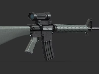 Military Style Assault Rifle With Tactical Scope Textured Barrel And Detachable Magazine 3d model