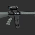 Military Style Assault Rifle With Tactical Scope Textured Barrel And Detachable Magazine