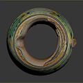 Ceramic Clay Jug With Broken Rim And Colorful Striped Decorative Patterns