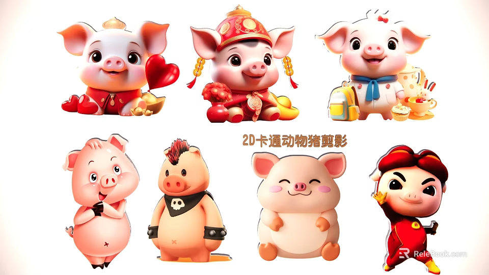 Cute 2D Cartoon Pig Silhouette Decorative Pendant For Home Decoration 3d model 