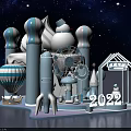 Starry Sky Themed Photo Check-in Spot With Ferris Wheel Rocket Castle And Snowman 2022