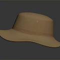 Tan Wide Brimmed Fabric Hat With Ribbon Band For Daily Outdoor Sun Protection Wear