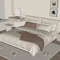 Cozy Modern Bedroom Interior Design With White Bed Brown Blanket Window Blinds And Nightstand Plant