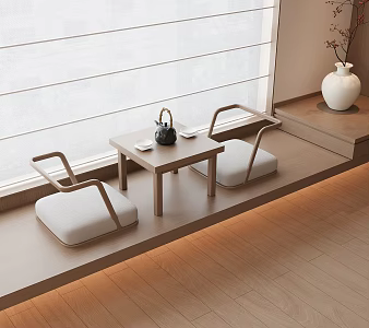 New Chinese Style Balcony Tea Table and Chair Small Tea Table 3d model