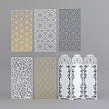 Decorative Laser Cut Screen Designs with Geometric Leaf Patterns in Gold Gray White 3d model