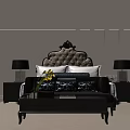 Elegant Double Bed With Tufted Headboard Nightstands Table Lamps And Yellow Flowers In Bedroom