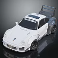White Rauh-Welt Modified Sports Car With Large Rear Spoiler And Black Wheels