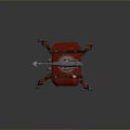 Game Movie Character Red Mechanical Robot With Cannon And Four Legs Structure