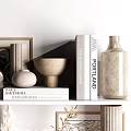 Modern Minimalist Shelf Decorative Ornament Sets With Vases Dried Pampas Sculptures And Books