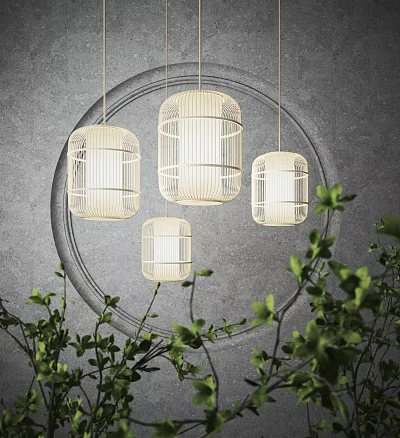 New Chinese Chandelier Art Chandelier Dining Lights Living Room Lights Bamboo Chandelier Chandelier Bamboo Chandelier 3d model