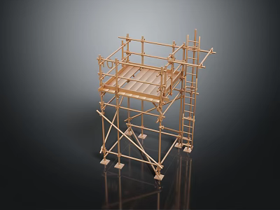 Sturdy Building Construction Scaffolding Structure With Metal Frames And Platform Design 3d model