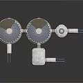 Modern Scientific Laboratory Equipment With Round Petri Dishes Square Containers And Attached Cables