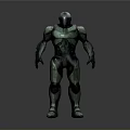 Green Armored Game Movie Character 3D Model Design With Detailed Features