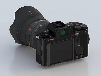 Professional Digital Camera Body With Lens Display Screen And Control Dials 3d model