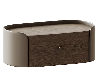Modern Wall Mounted Walnut Wood Bedside Cabinet With Soft Rounded Edge Practical Storage Drawer 3d model