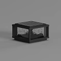 Solar Powered Outdoor Light With Black Frame Warm Yellow Glow And Mountain Moon Silhouette