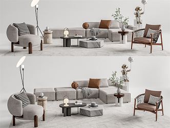 Modern sofa coffee table combination 3d model