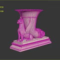 White Classical Garden Ornament With Winged Cat Sculpture And Pedestal Base