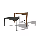 Modern Office Desks With Triangular Black And Rectangular Brown Designs And Wheels