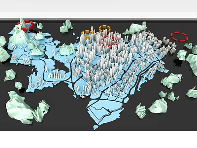 Commercial Equipment Urban Planning Model with Building Layouts and Road Networks 3d model