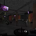 Modern Bar Interior With Neon Lighting Bar Counter High Stools And Screens