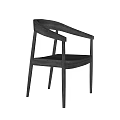Modern Wooden Dining Chair With Curved Backrest And Sleek Armrest Structure