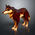 Brown And Tan Wolf With Green Eyes Standing On Dark Background
