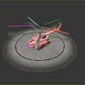 White And Red Rescue Helicopter With Rotors On Marked Helipad And Ground Personnel