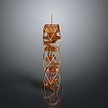 Modern Copper Geometric Stacked Tower Structure With Artistic Frame Design 3d model