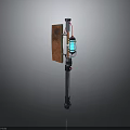Mechanical Assembly Structure With Metal Rod Copper Plate Blue Device And Black Base